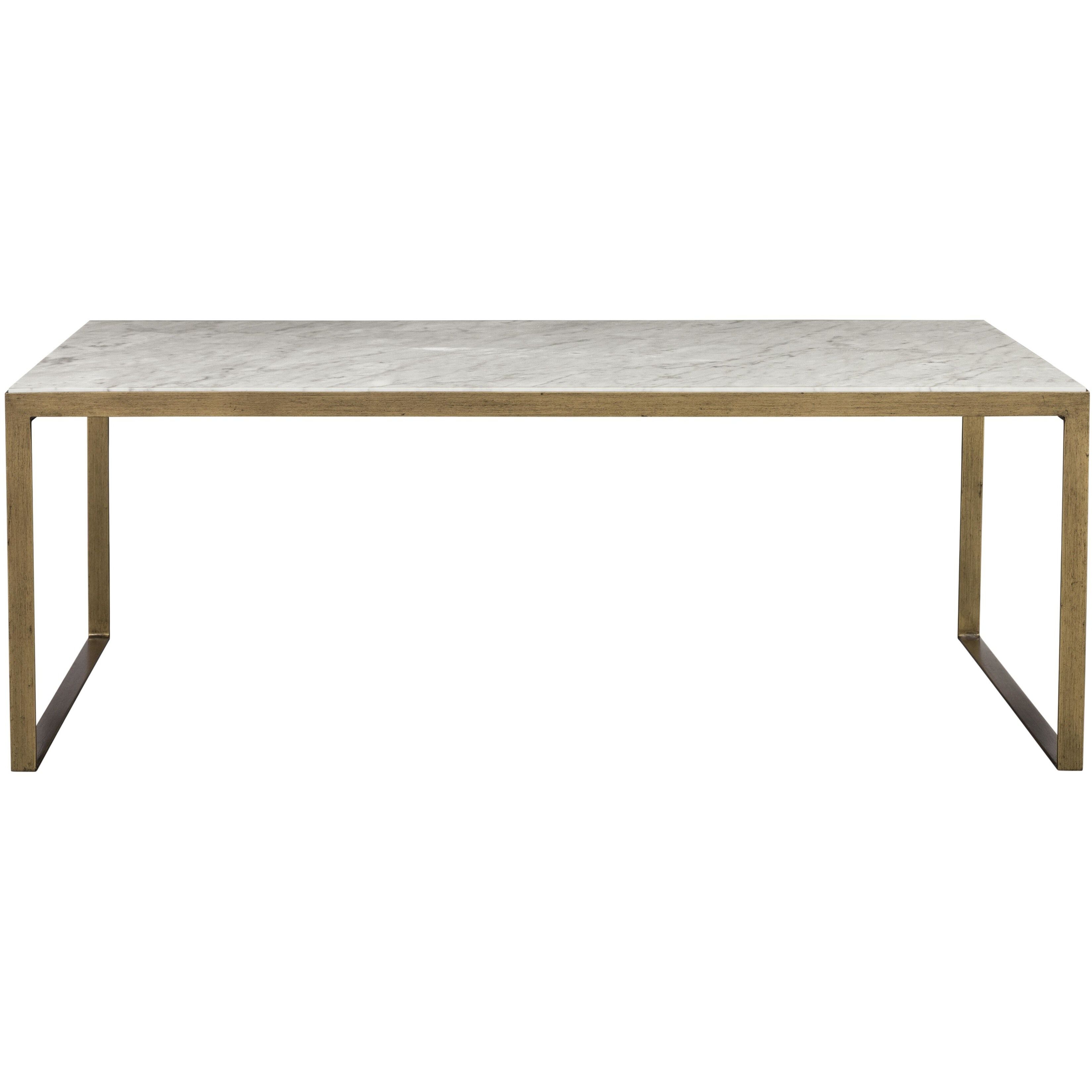 Evert 39.5 X 21.5 inch White / Antique Brass Coffee Table, Low